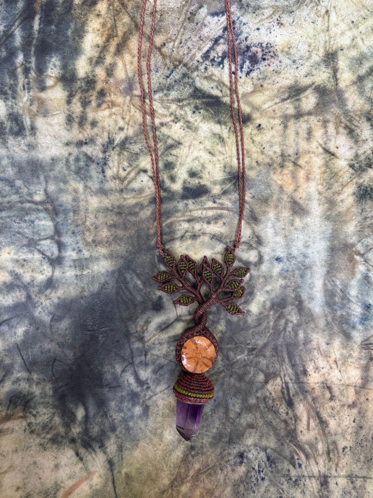 Amethyst Tree of Life Macramé Pendant