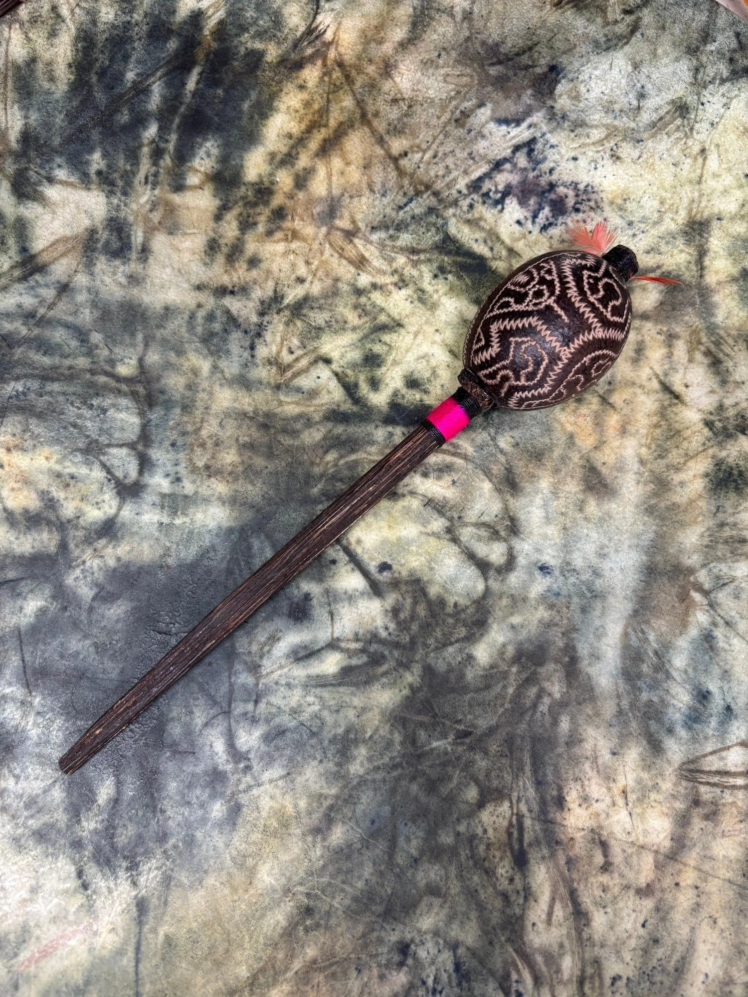 Shipibo Rattle Shaker – Hot Pink String II