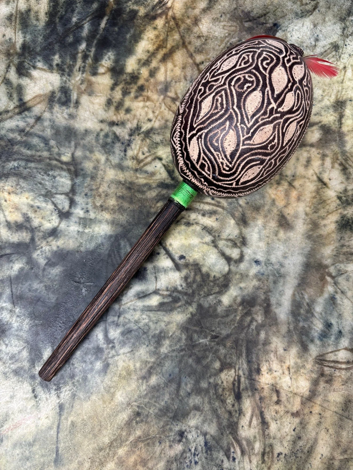 Shipibo Rattle Shaker – Large – Green String