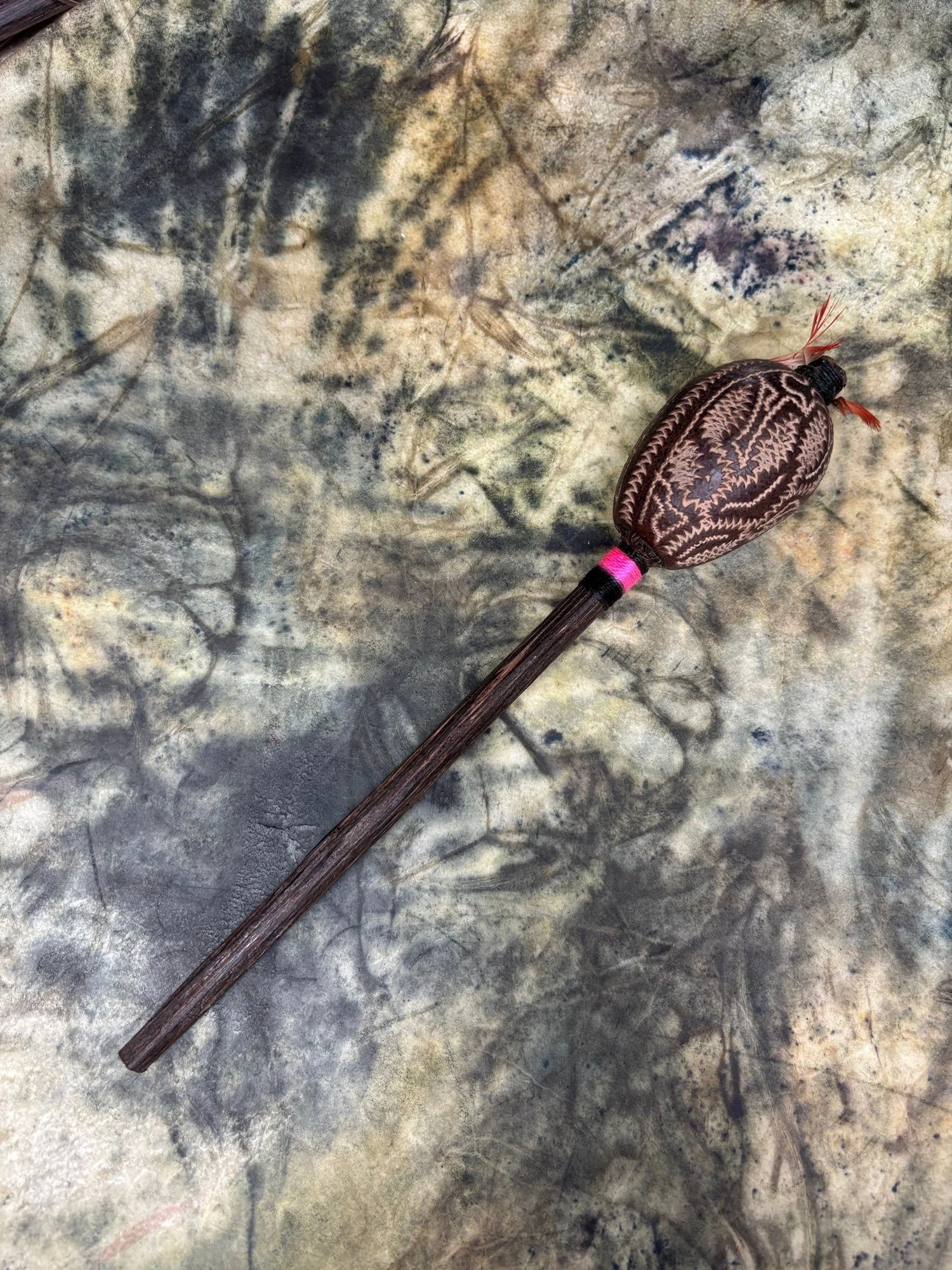 Shipibo Rattle Shaker – Pink & Black String II
