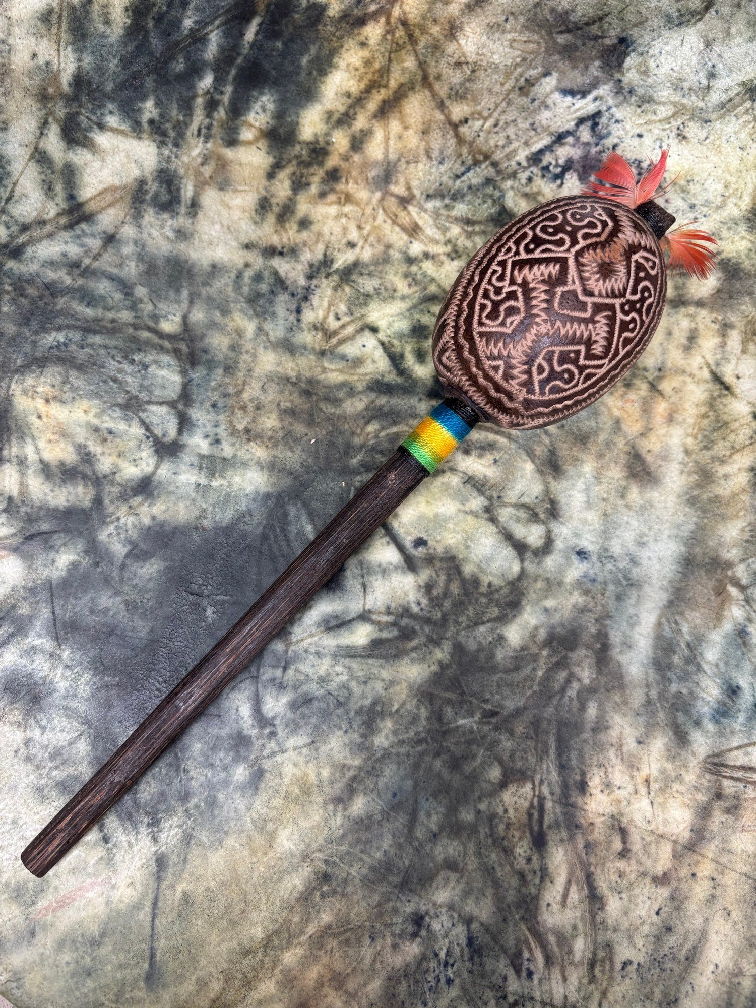 Shipibo Rattle Shaker – Rainbow String II