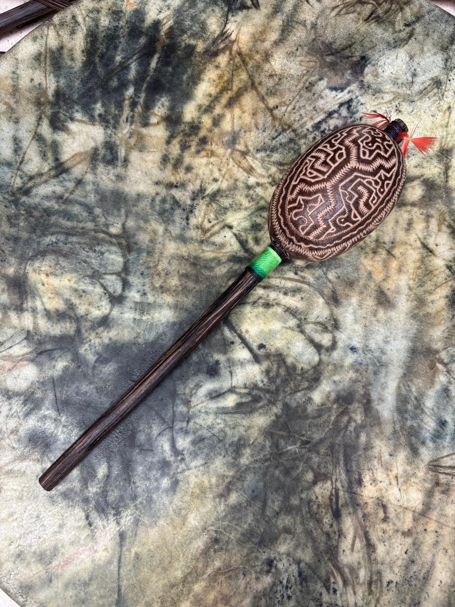 Shipibo Rattle Shaker – Lime Green String II