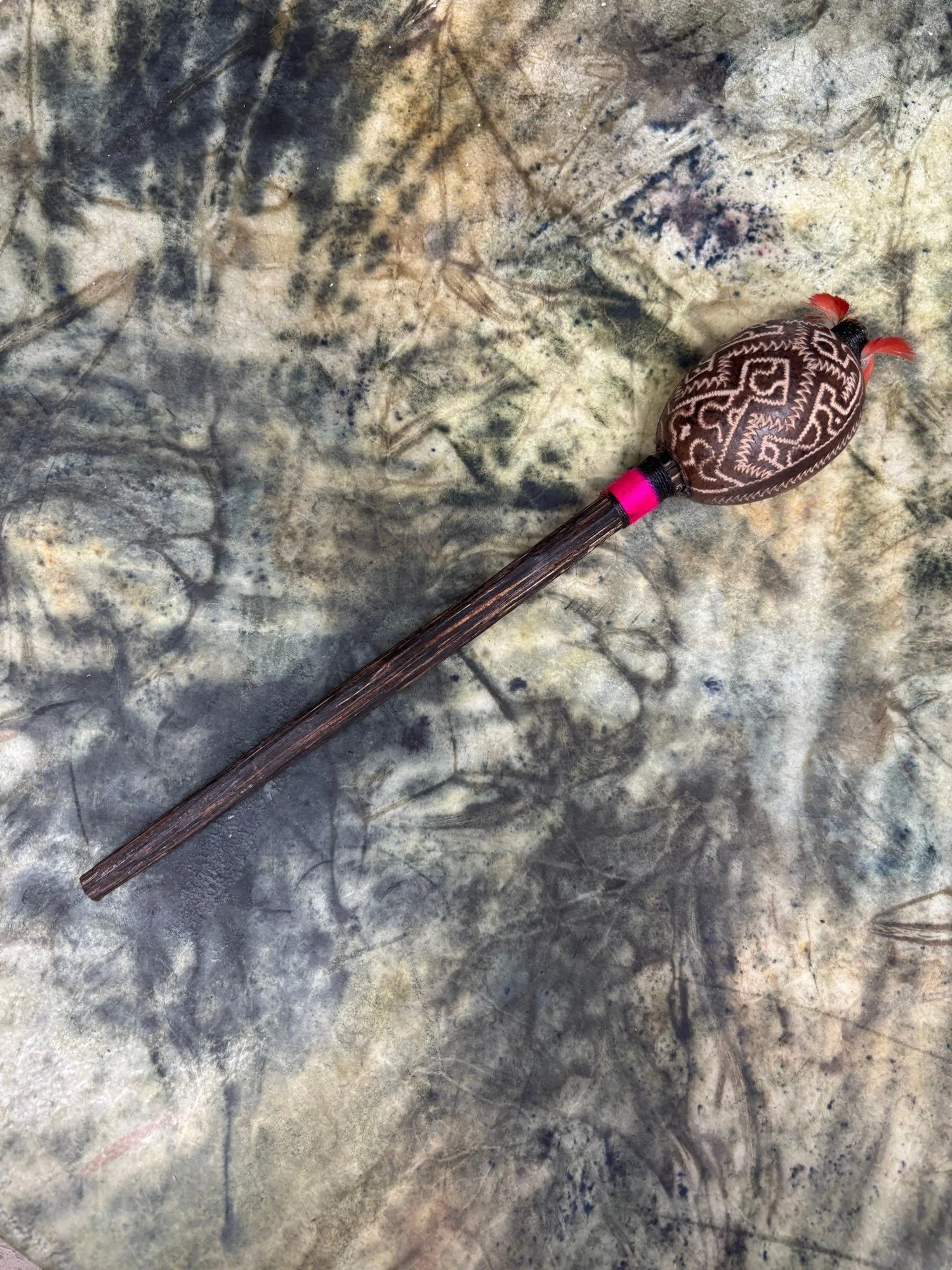 Shipibo Rattle Shaker – Hot Pink String