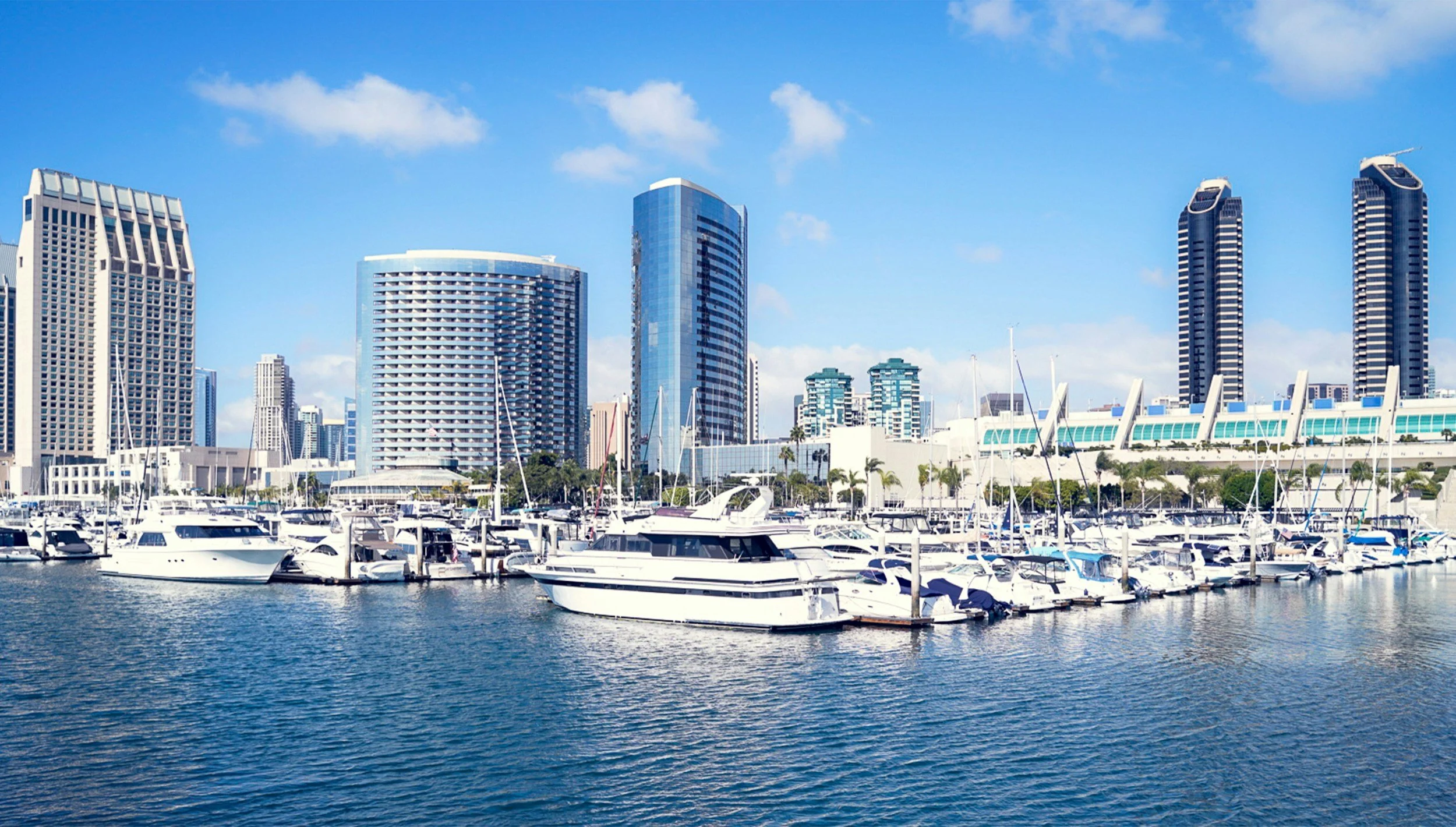 Downtown San Diego commercial skyline along the waterfront in Southern California