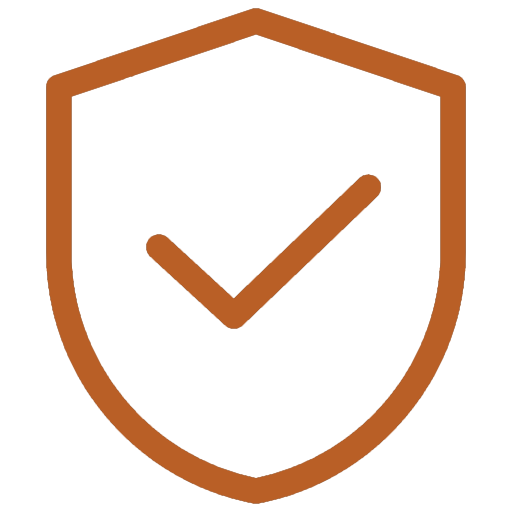 A shield with a checkmark inside it, representing security or protection.