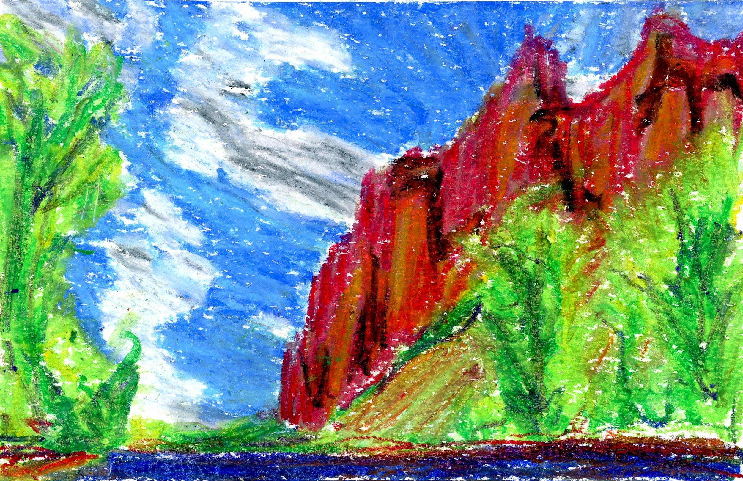 Palisades, 6x8", Oil Pastel