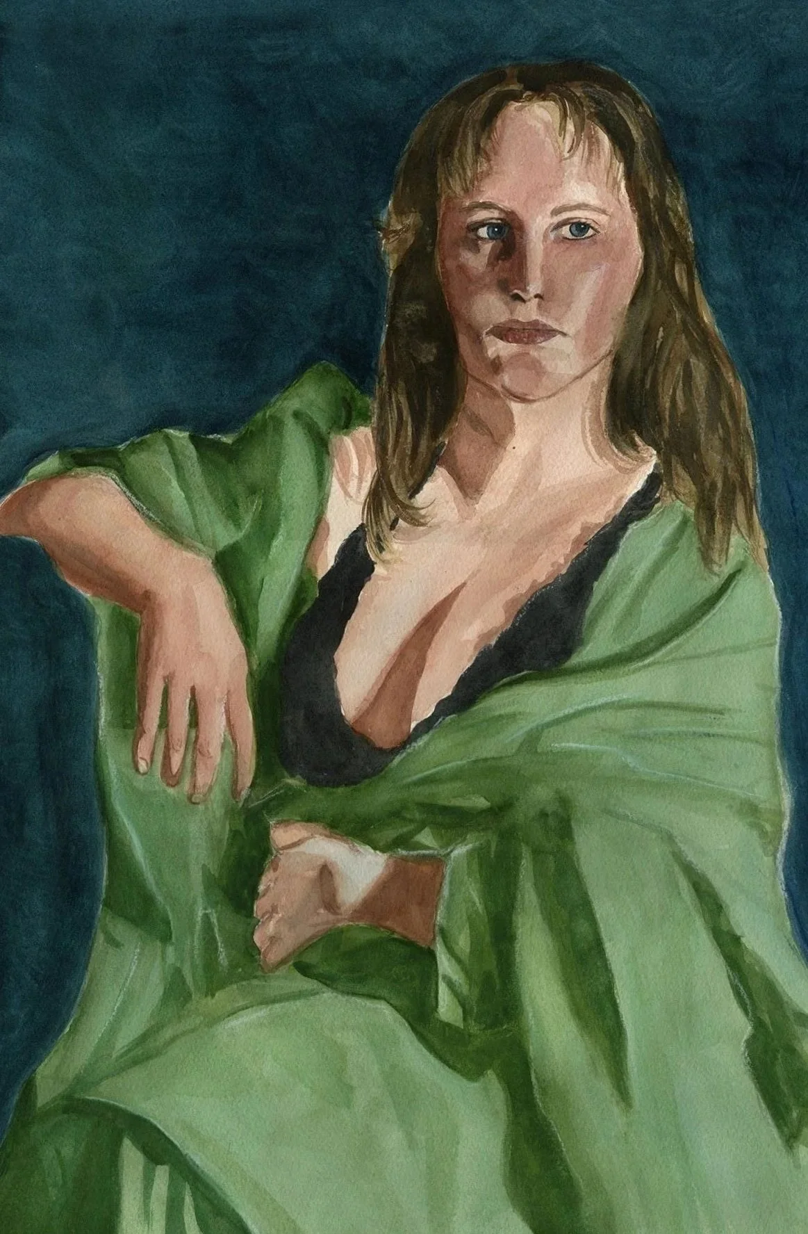 Self Portrait, 18x24", Watercolor on Arches Paper