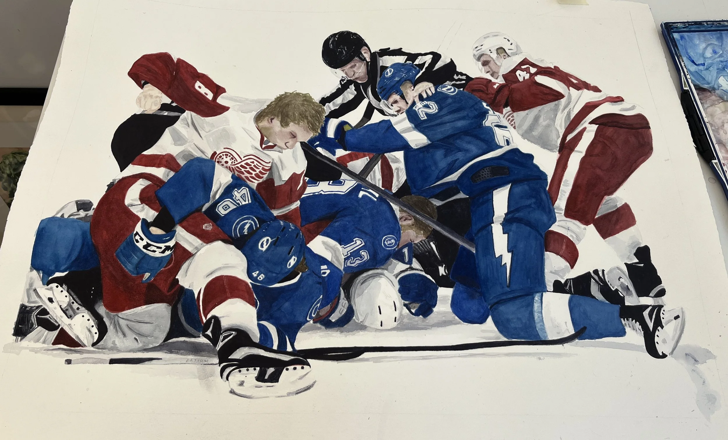 "Dogpile" 
2026, Watercolor on Arches Paper