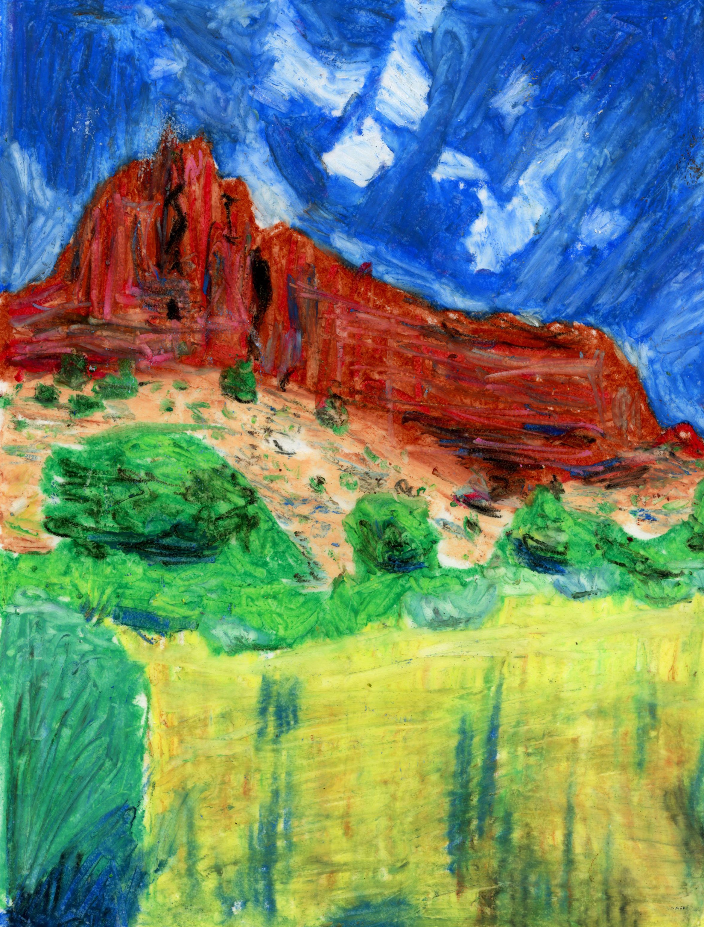 Hideaway Canyon, 8x11", Oil Pastel
