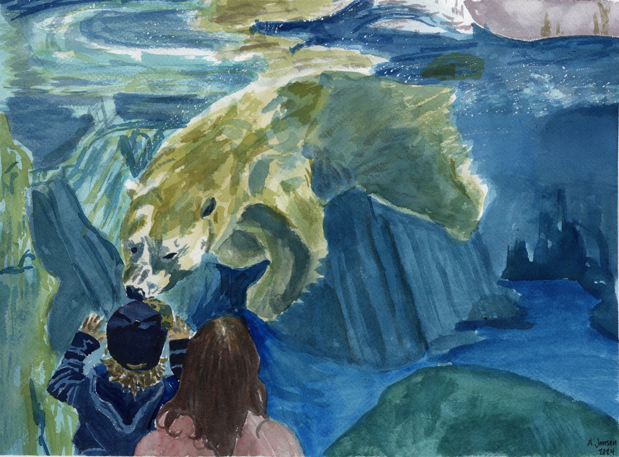Polar Bear, 18x24", Watercolor