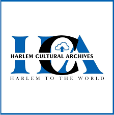 Harlem Cultural Archives logo in white and blue