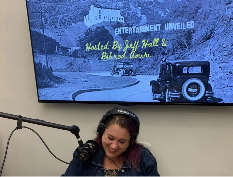 Heather Pease doing a Podcast.