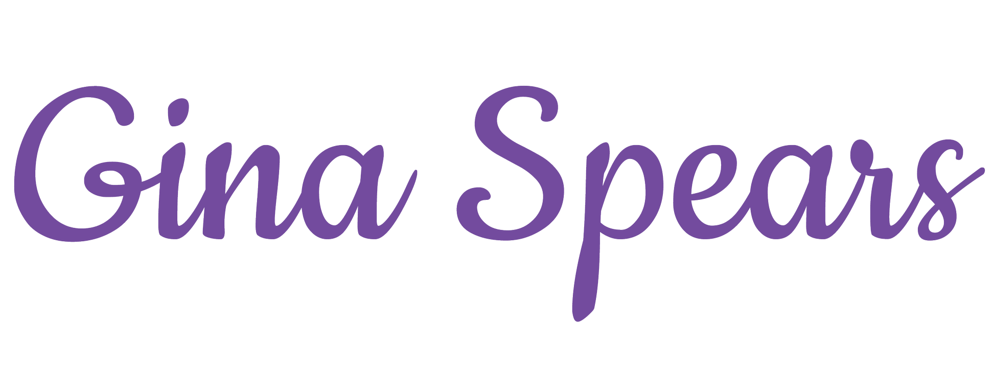 Text reads 'Gina Spears' in purple script font.