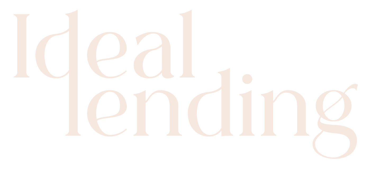 Text reading 'ideal lending' in large, elegant, light-colored font on a black background.