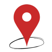 Map location icon with a red location marker and a white circle inside.