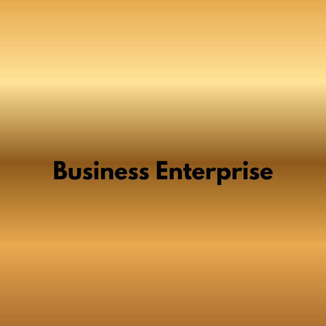 Gold-colored gradient background with the text 'Business Enterprise' in bold black font.