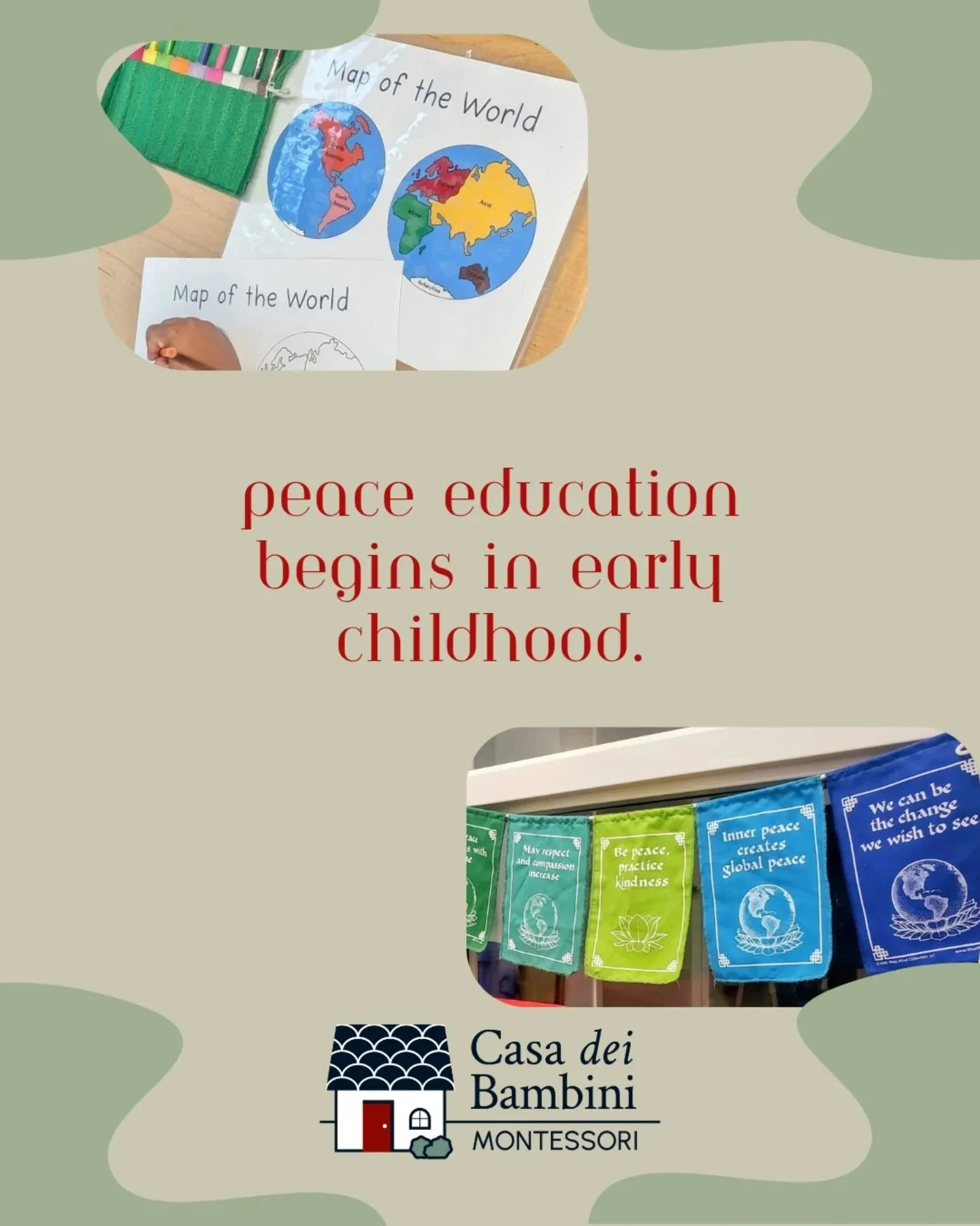 Peace education begins in early childhood.🌎

Montessori classrooms nurture empathy, respect, and responsibility- skills the world deeply needs. 

🌱Be a part of our founding class
🌱Casa dei Bambini School in Midtown Memphis is enrolling now for Aug