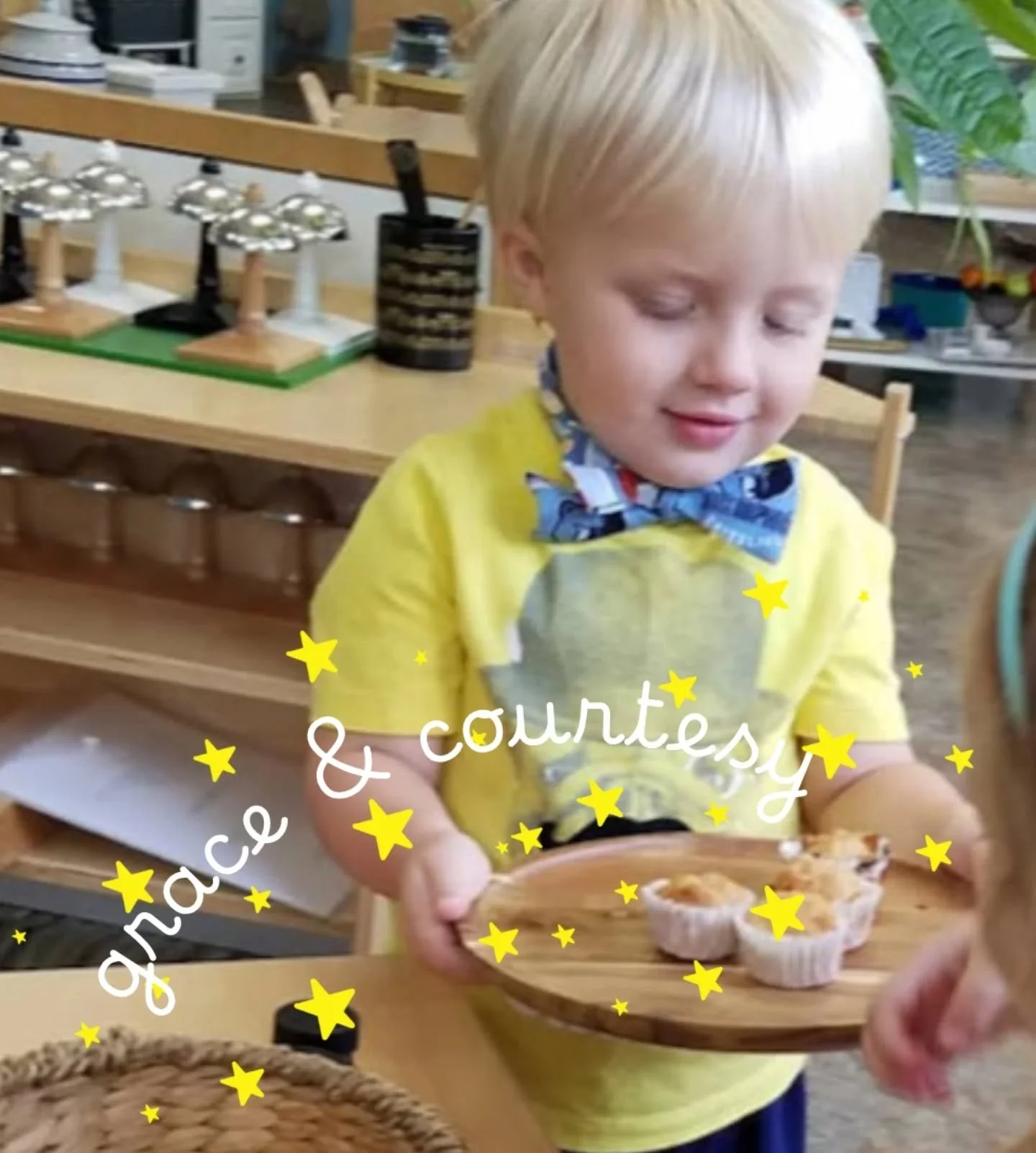 In the Montessori classroom, Grace &amp; Courtesy lessons help children learn how to move through the world with kindness, confidence, and respect. ✨

From greeting a friend, to waiting patiently, to offering muffins you baked at school-these small m