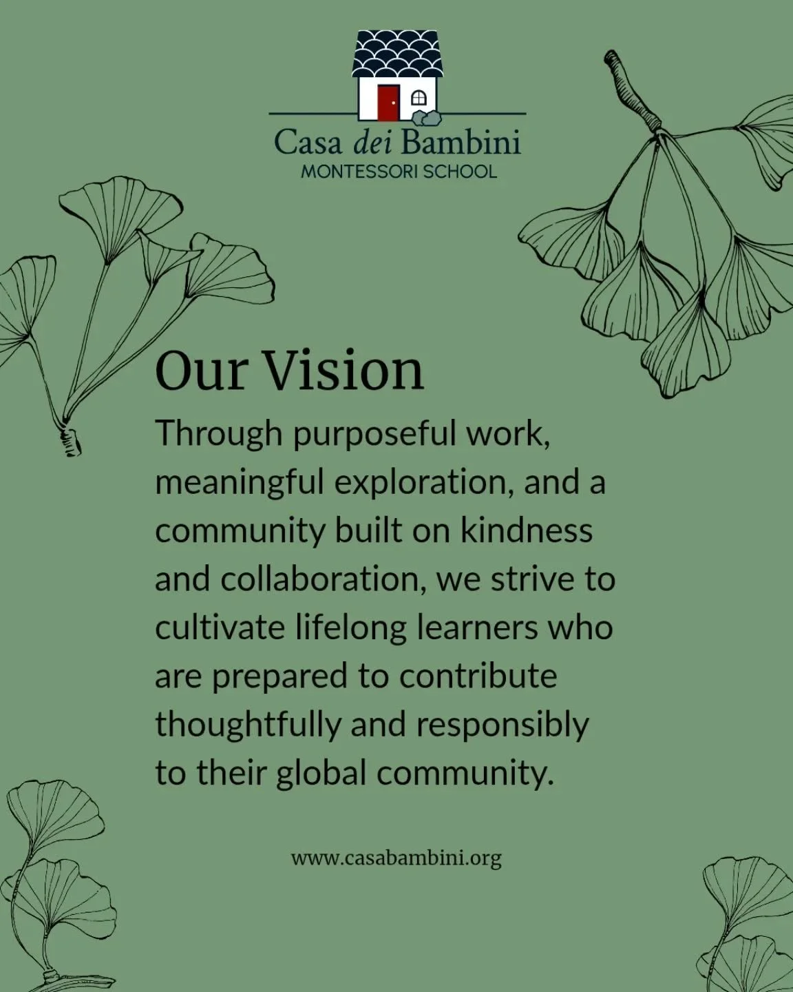 🌱Now Enrolling🌱

At Casa de Bambini Montessori, children are empowered to explore, discover, and grow!

💚 Purposeful learning
💚 Independence &amp; confidence
💚 Kindness &amp; community

✨Now accepting applications. We'd love to welcome your fami