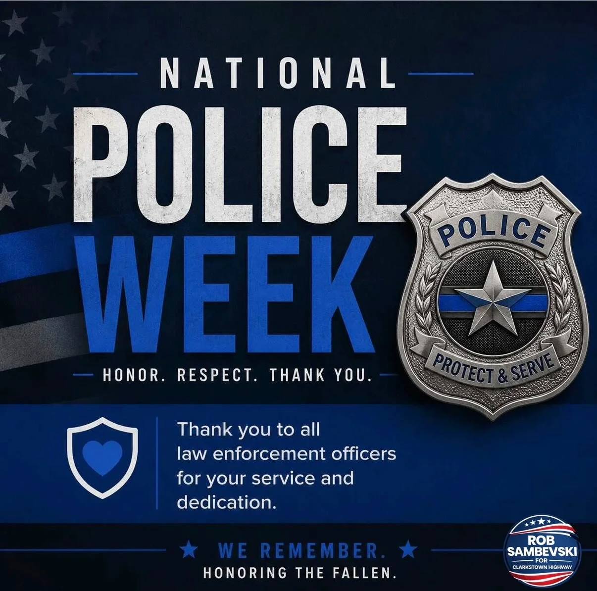 National Police Week is May 10 through May 16.

This week, we recognize all of the police officers and law enforcement officers out there while also remembering the officers who lost their lives in the line of duty and making sure they are never forg