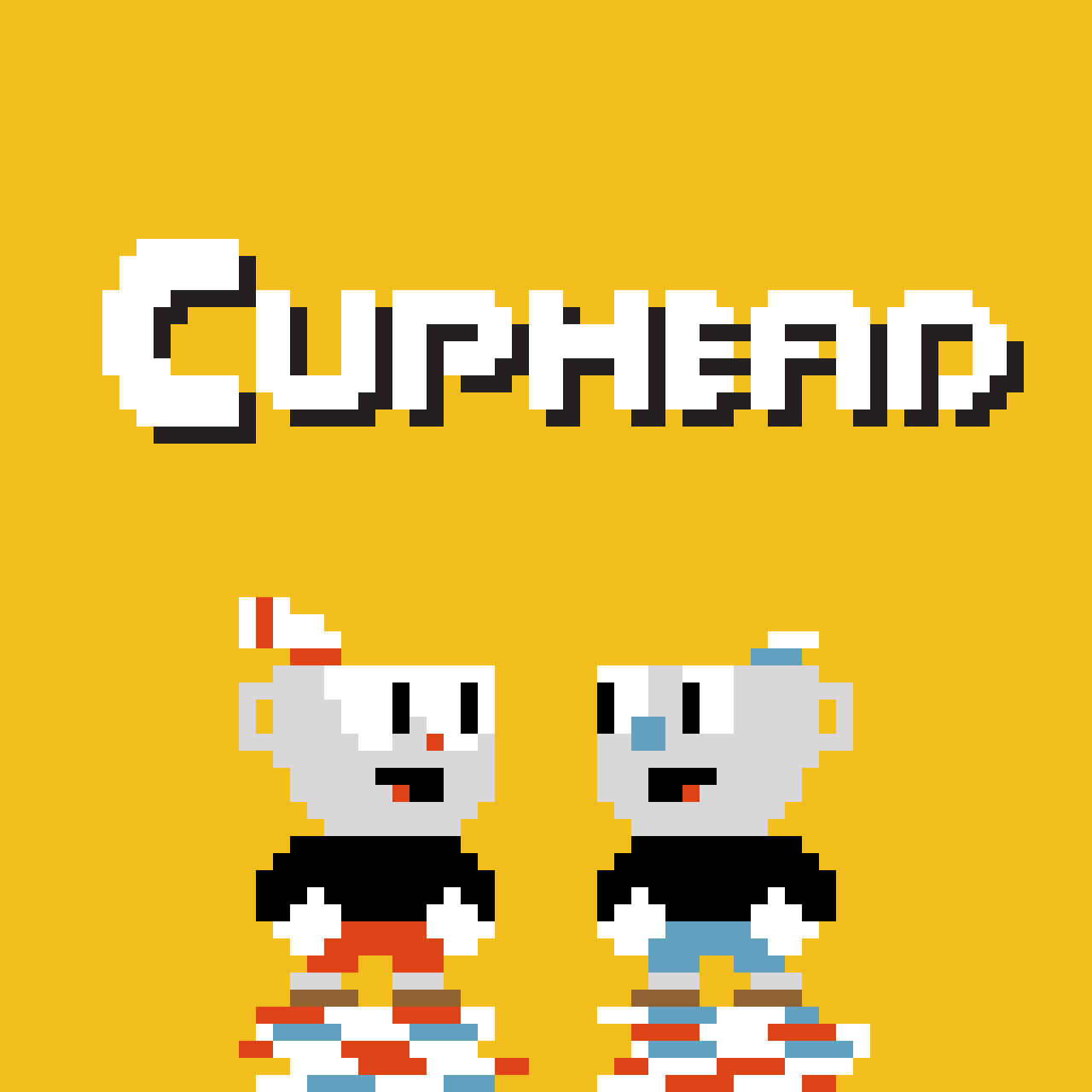 Pixel art illustration of two mice characters from the game Super Mario, with the word 'Super Mario' in stylized text above them, set against a yellow background.