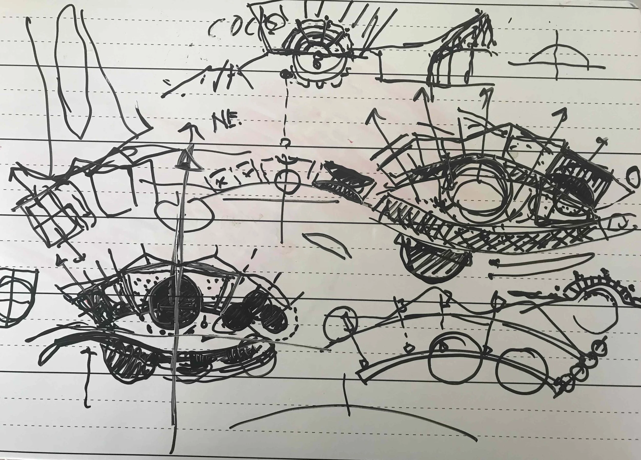 A concept sketch using pen and pencil on paper