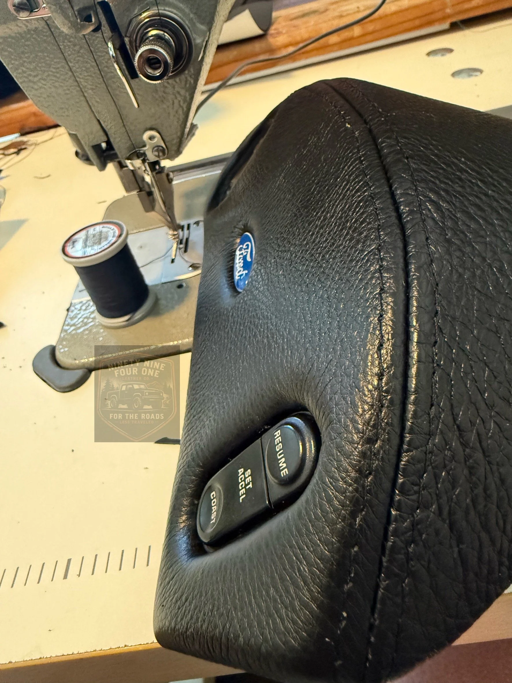 Custom Leather steering wheel for 1992-1997 Ford F150 F250 F350 Bronco