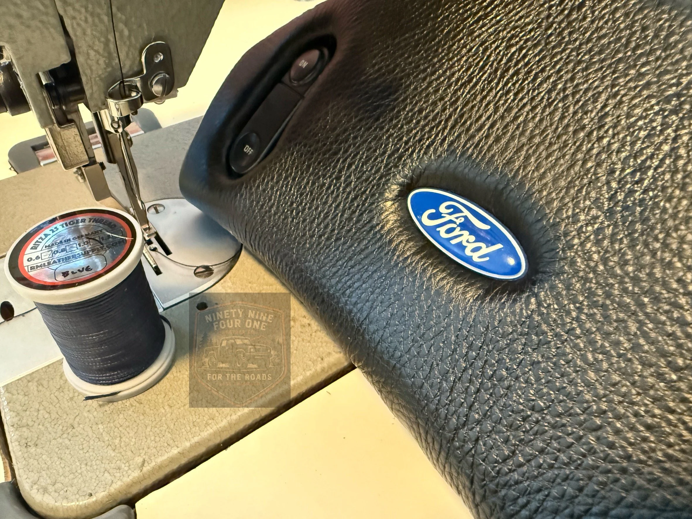 Custom Leather steering wheel for 1992-1997 Ford F150 F250 F350 Bronco