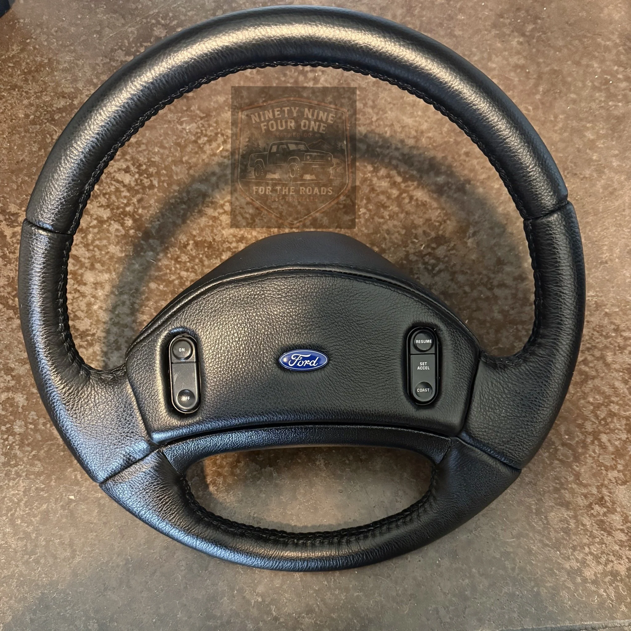 Recovered leather Steering wheel for 1992-1996-F250-leather-steering-wheel