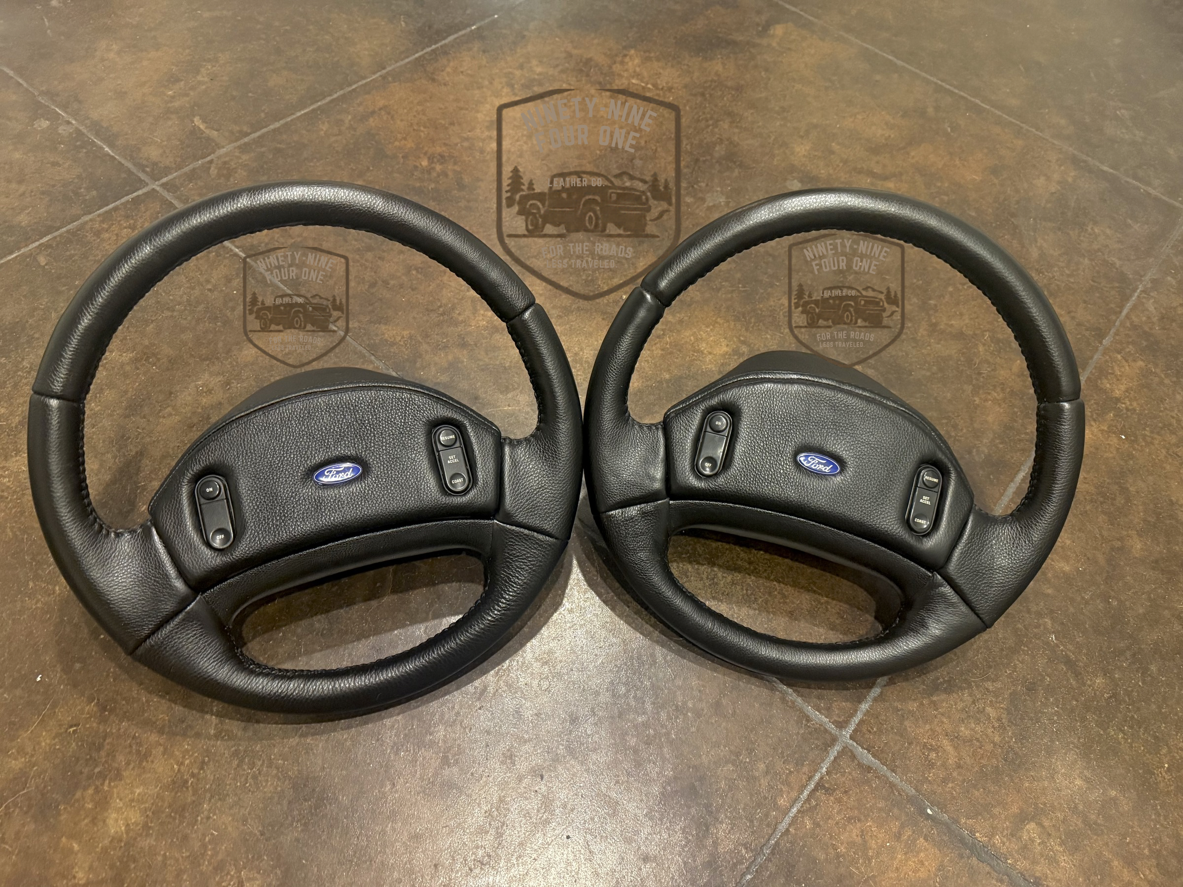 Recovered leather Steering wheel for 1992-1996-F250-leather-steering-wheel