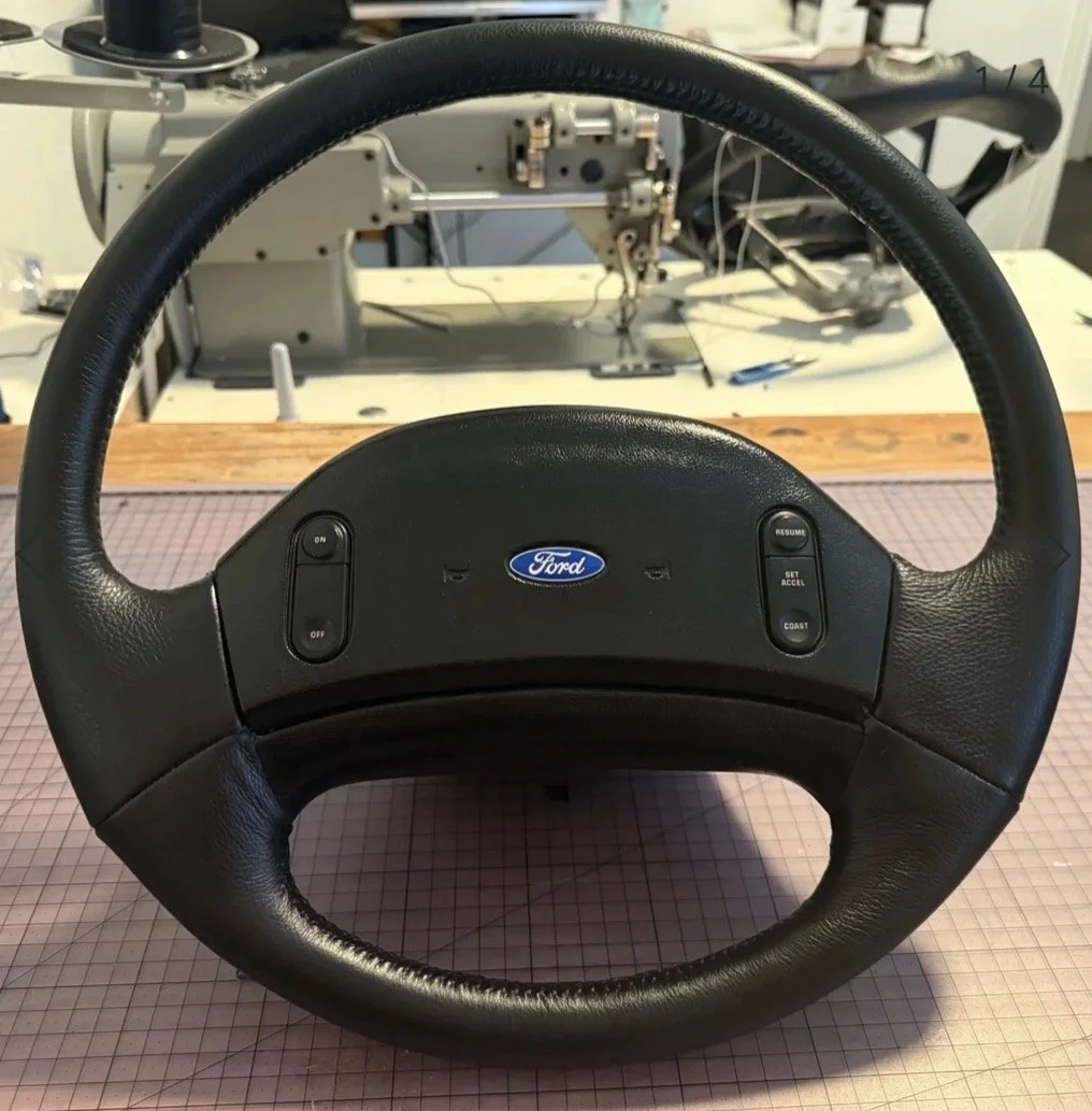 Recovered leather Steering wheel for 1992-1996-F250-leather-steering-wheel