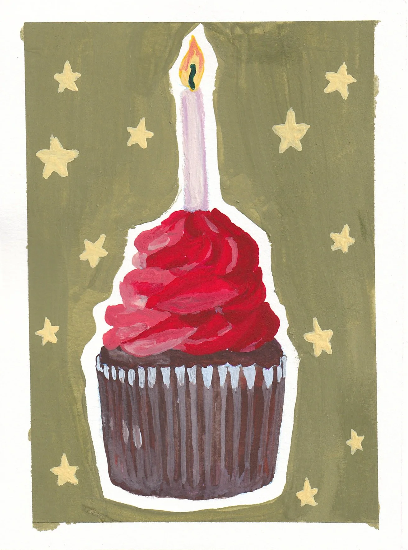 Not Red Velvet Cupcake (6x4.5) Original Painting