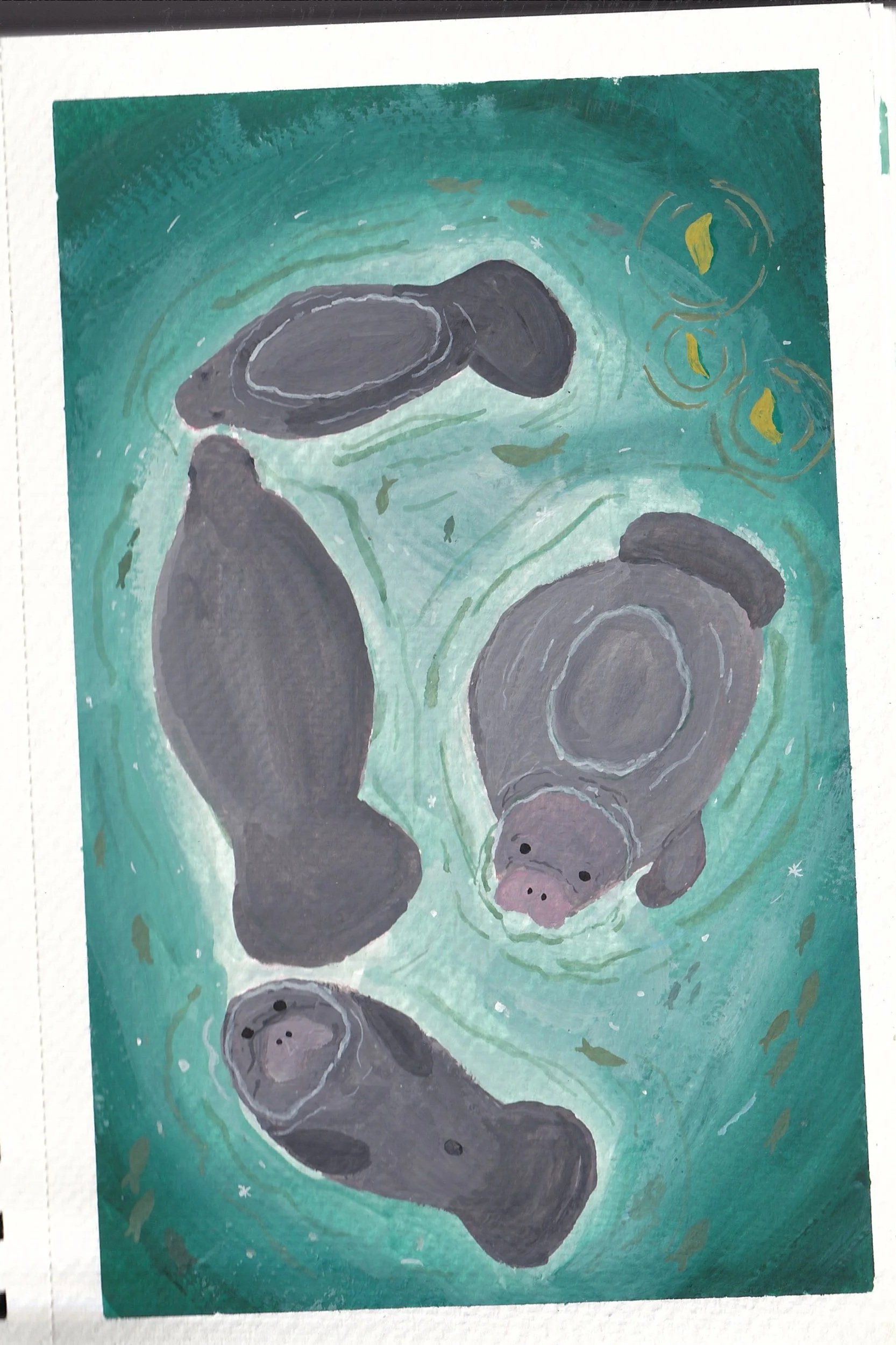 Manatees (8.5x6.5) Original Painting
