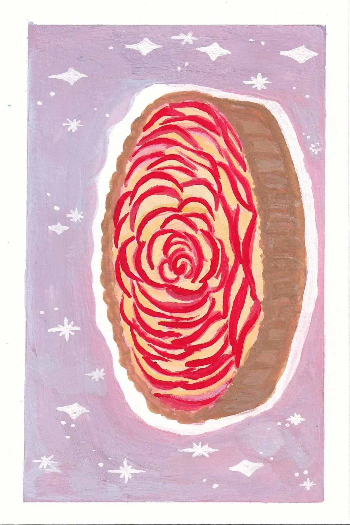 Apple-Rose Tart (4x6) Original Painting