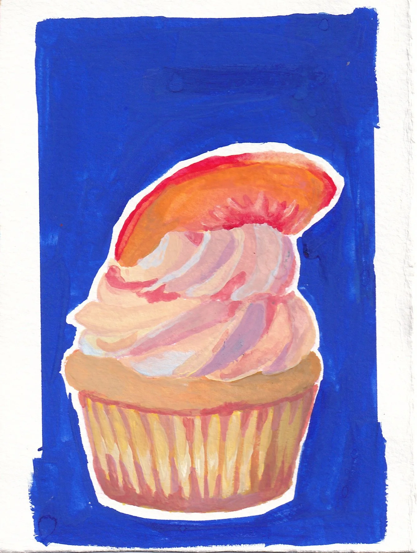 Peach Cupcake (6x4.5) Original Painting