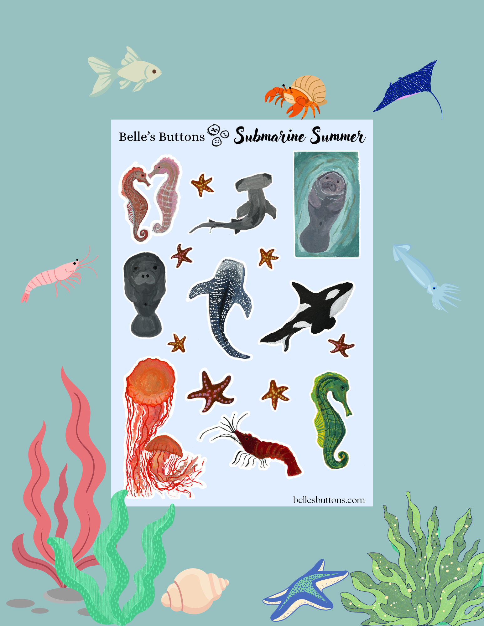 Submarine Summer Sticker Sheet