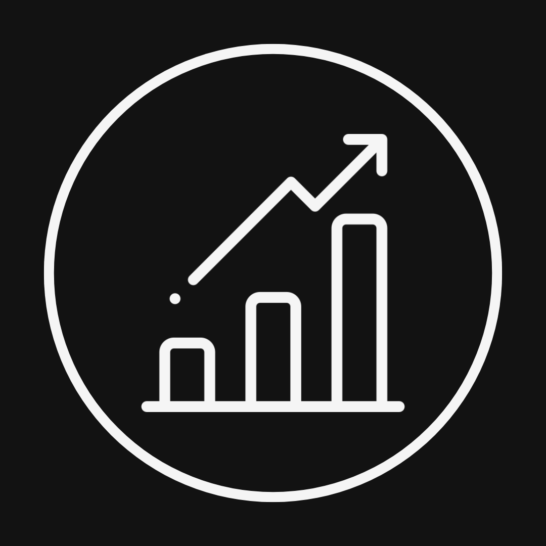Line and bar graph icon indicating growth or increase.
