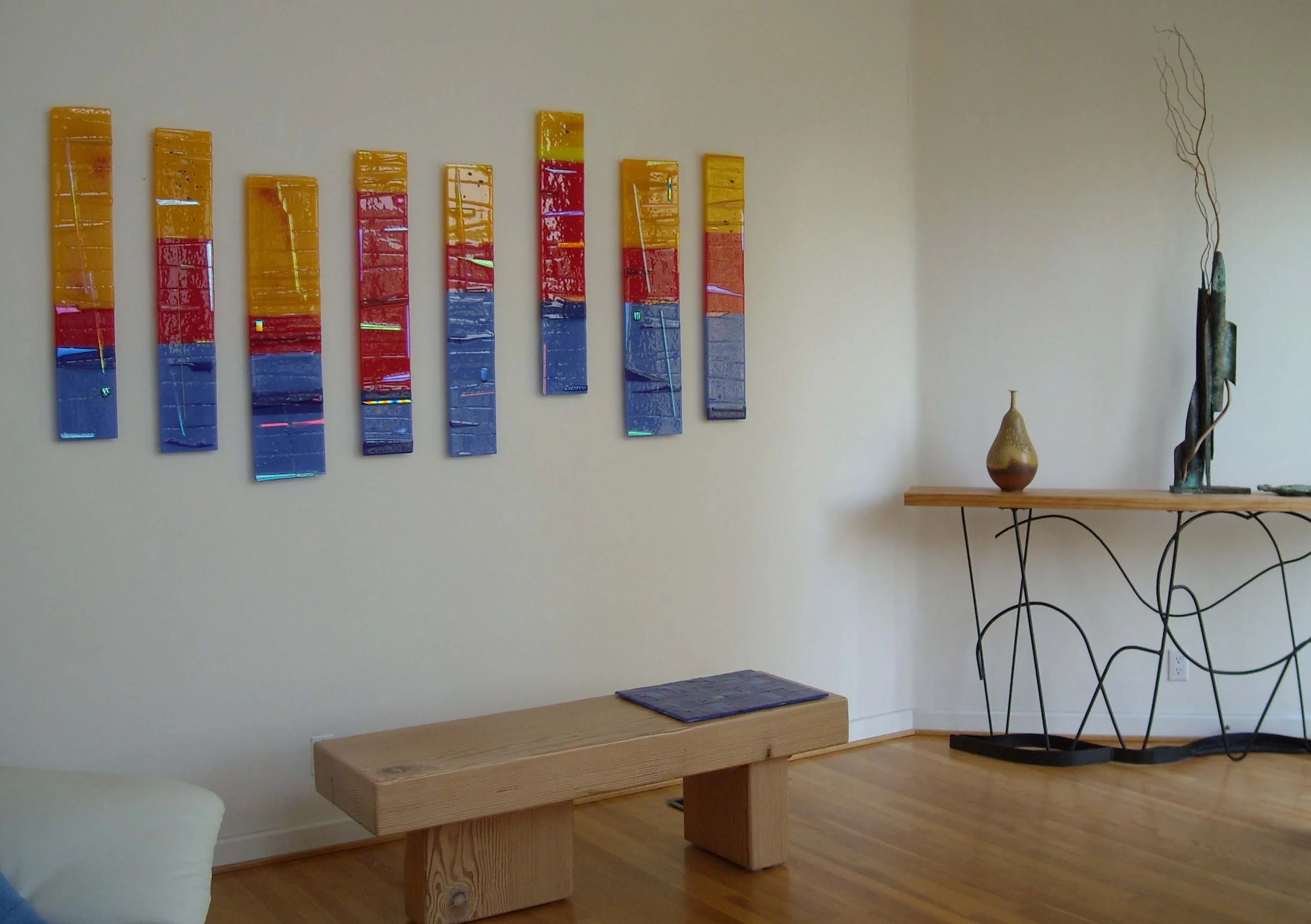 Octave. A series of eight fused glass panels.  Approxiate width 96 inches.