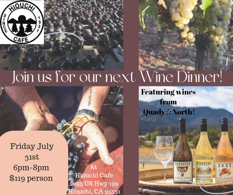 Winemaker's Dinner at Hiouchi Cafe' 