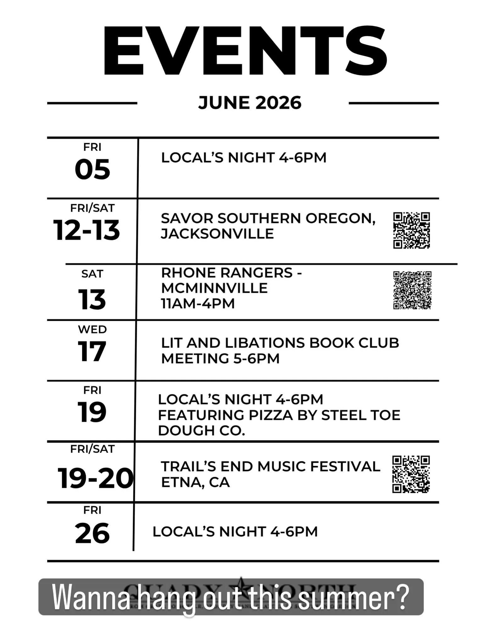 We&rsquo;re working hard to get great wines to the people.  Whether we see you at the winery, or at one of these fun events, we hope we get to hang out a little.  @savor.southern.oregon @steel_toe_dough_co @rhonerangers @trailsendmusicfest  @historic
