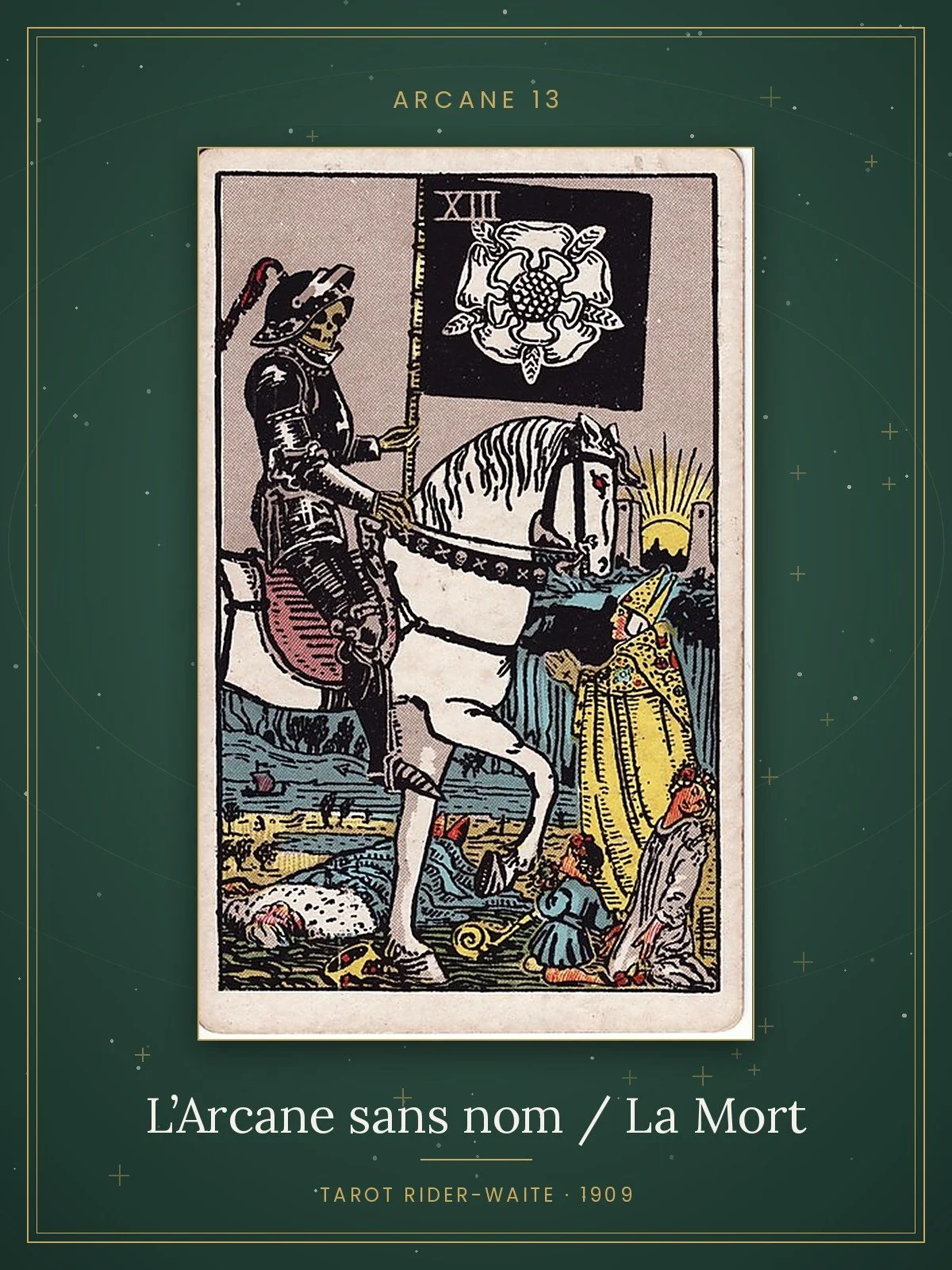 L'Arcane sans nom (La Mort), arcane 13 du tarot Rider-Waite, édition de 1909