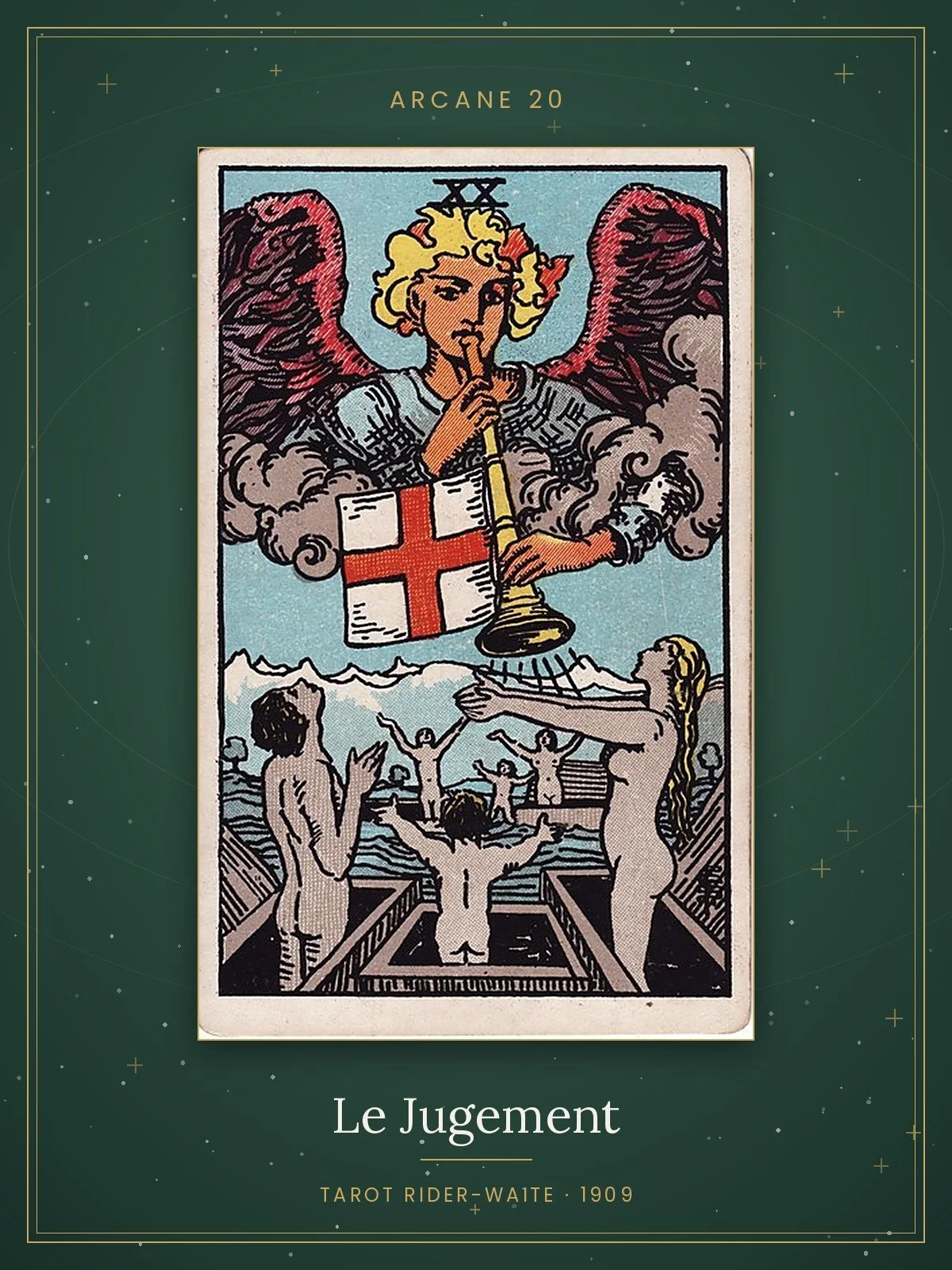 Le Jugement, arcane 20 du tarot Rider-Waite, édition de 1909
