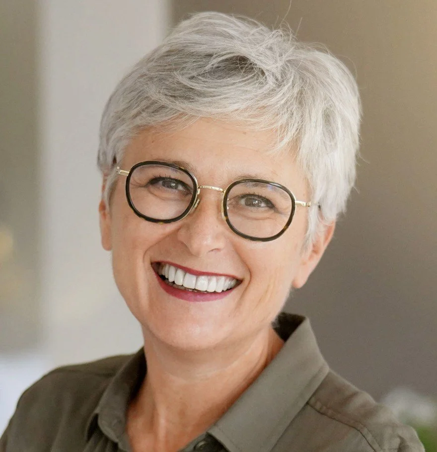 Older woman smiling after gum recontouring treatment at Accent Your Dentist in Ponsonby, Auckland, creating a more balanced and natural-looking smile.
