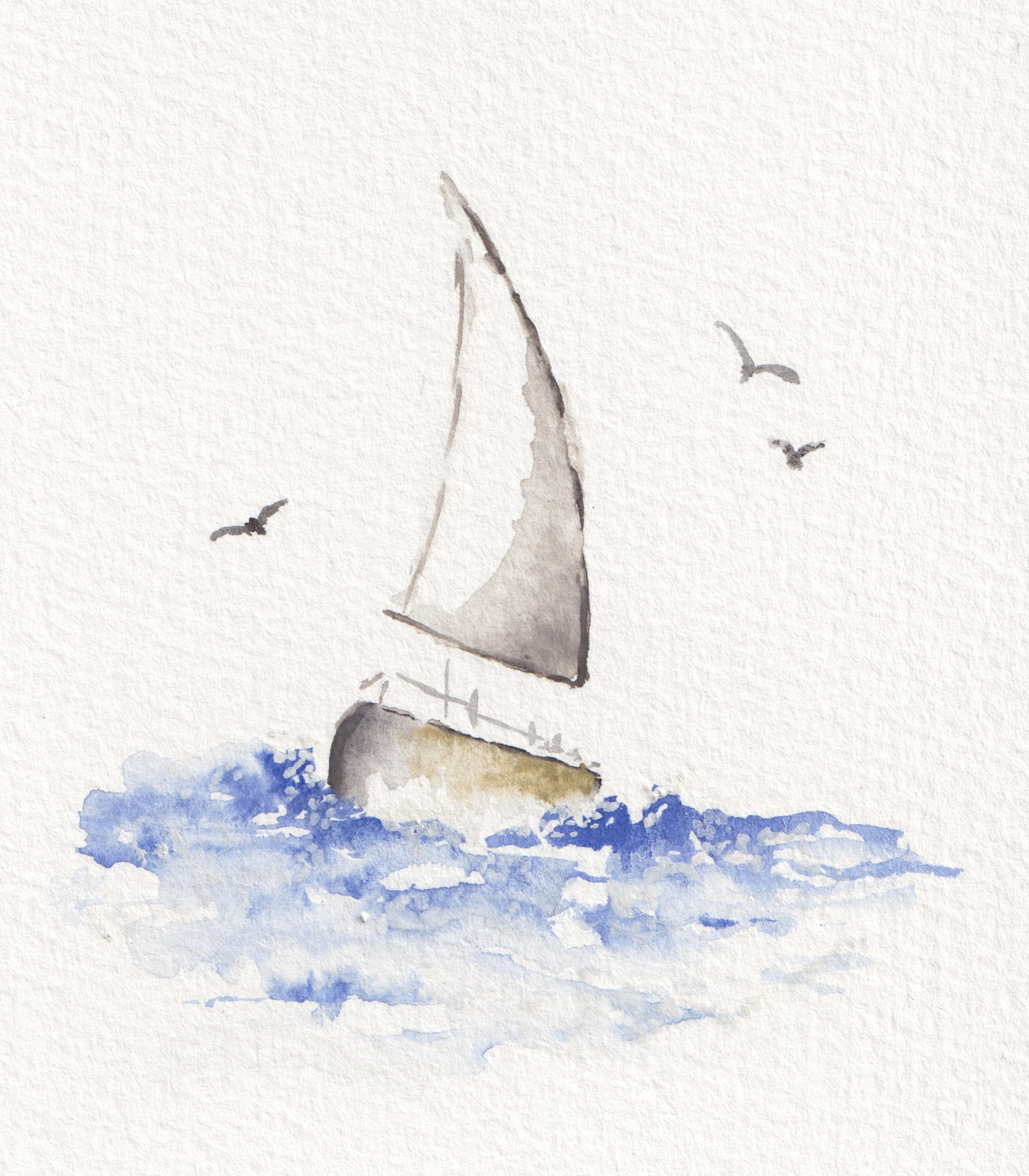Sailboat 1 - Original Watercolor Painting