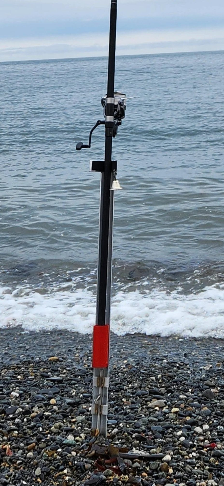 Surf rod holder on a beach in Kenai, Alaska.