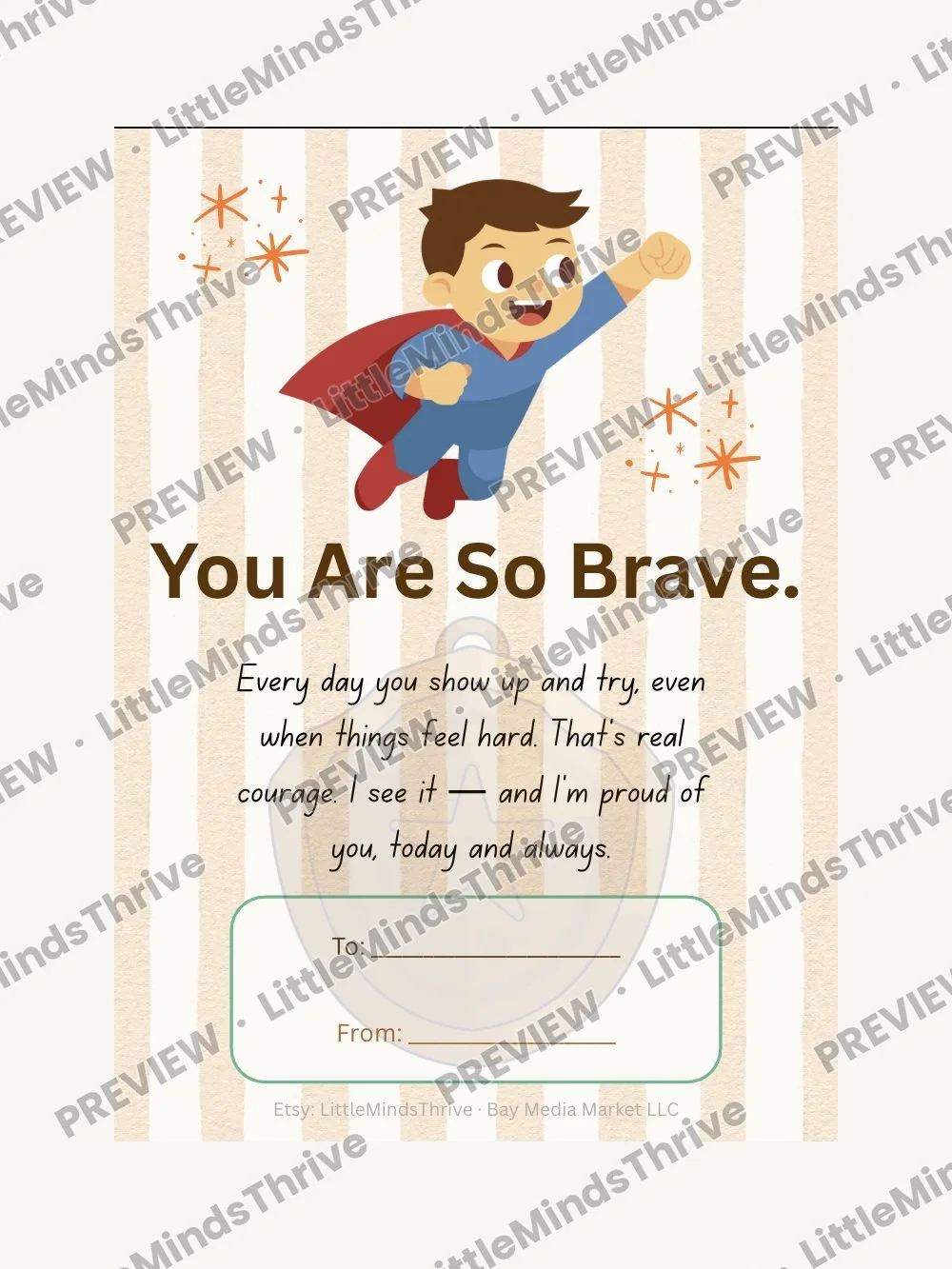 You Are So Brave Card — Boy, Blue & Red Hero