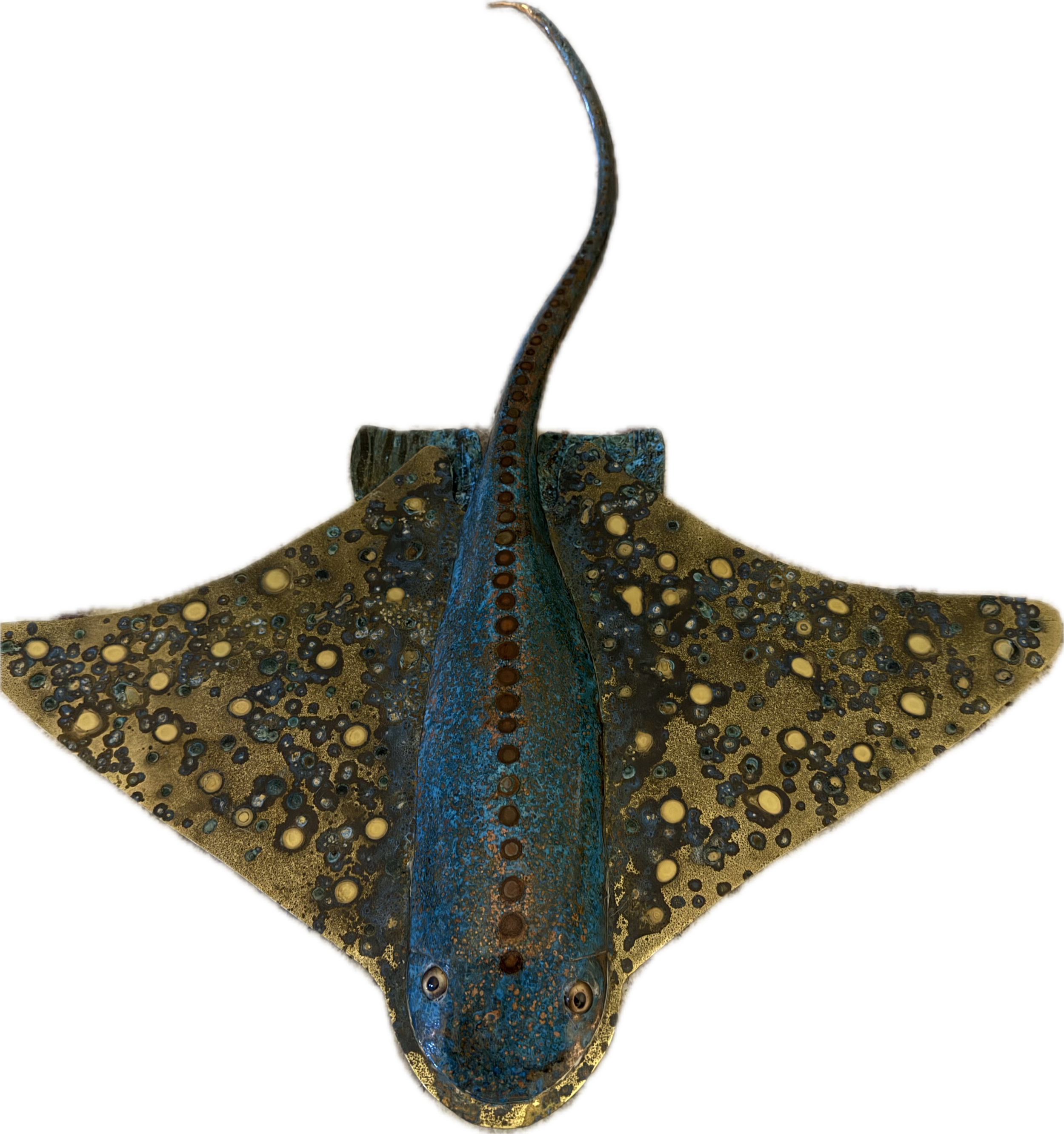 Brass California Stingray, 20" wingspan, with copper body.  Pantene coloring
