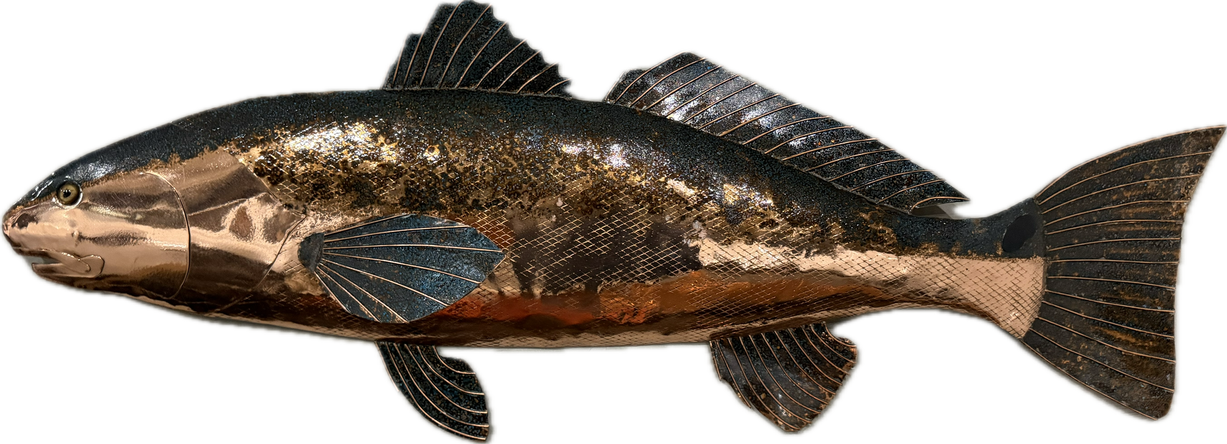 Copper Half Mount Red Drum 34" Wall Art