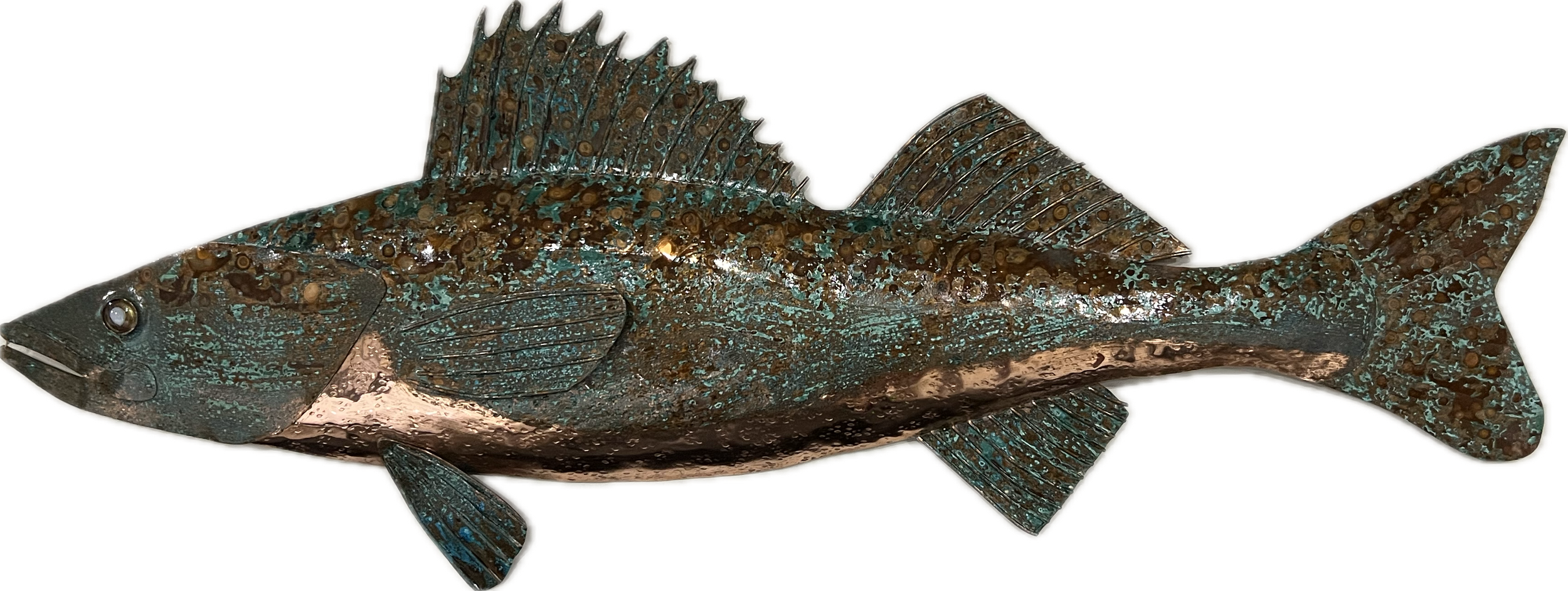 Walleye 30” Copper with Green Pantina