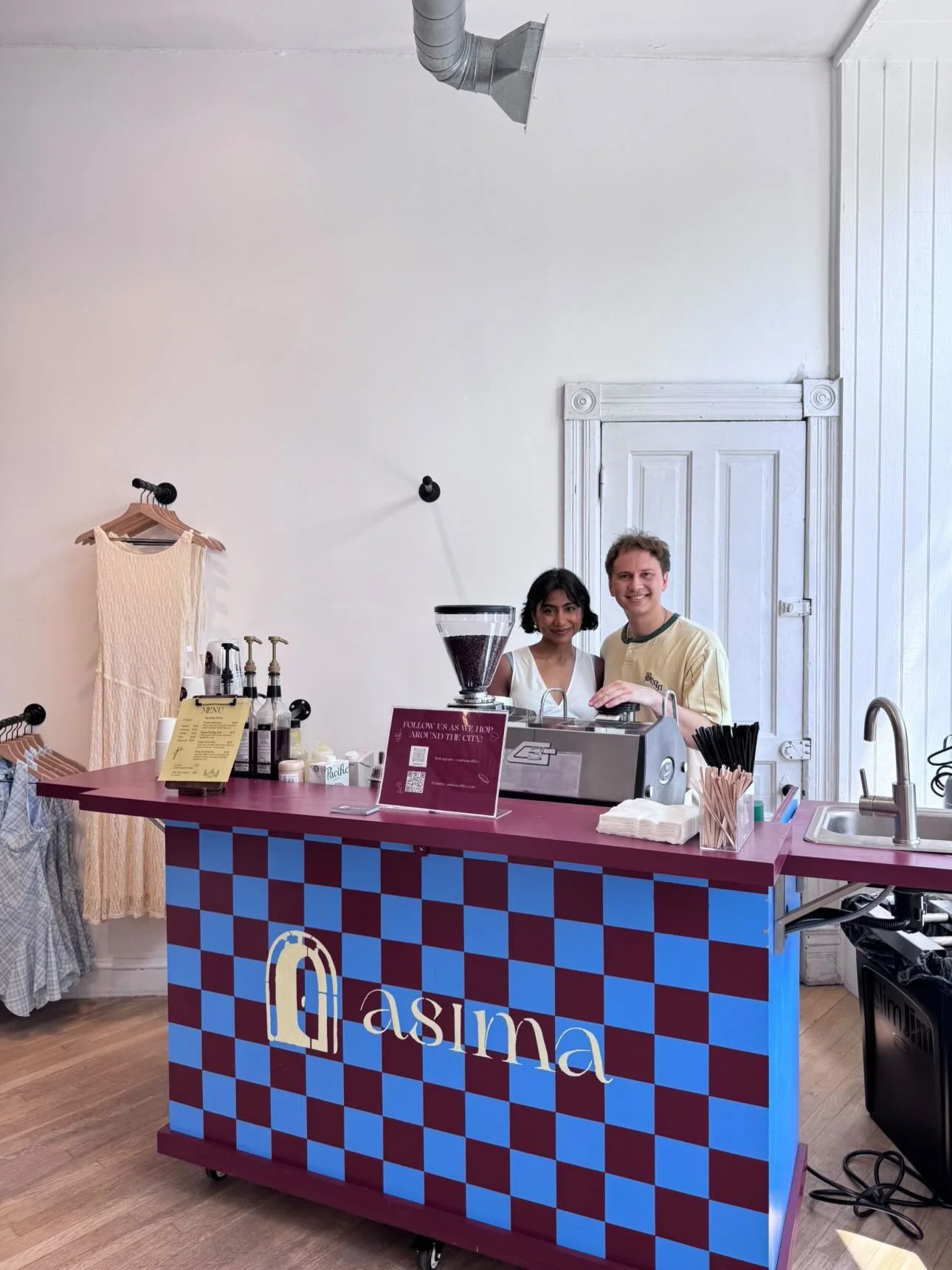 Asima mobile espresso cart set up for a private event in Chicago